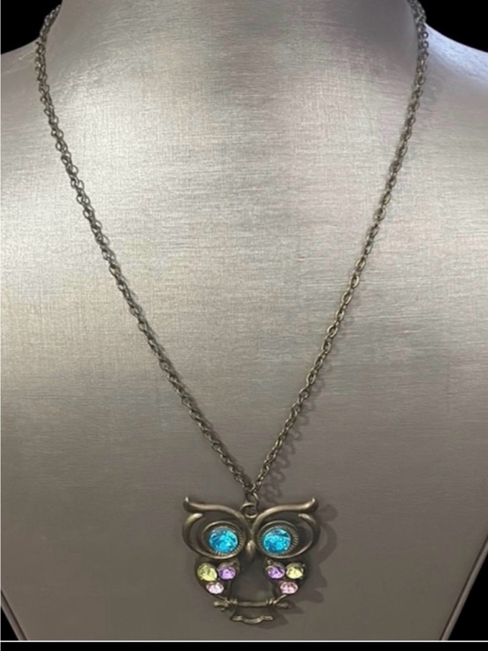 🔥$2, min. purchase $10, Vintage-Inspired Owl Pendant Necklace with Blue and Past